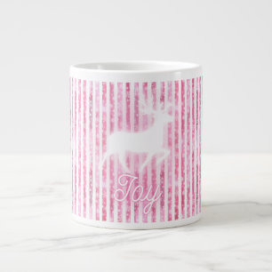 Taza De Café Gigante Navidades rosas y blancos disfrutan reno