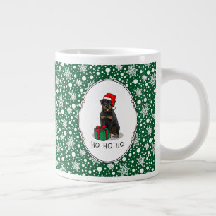 Taza De Café Gigante Navidades Santa Claus Gorra Rottweiler Dog Cute