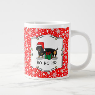 Taza De Café Gigante Navidades Santa Dachshund (S black & tan) Cute