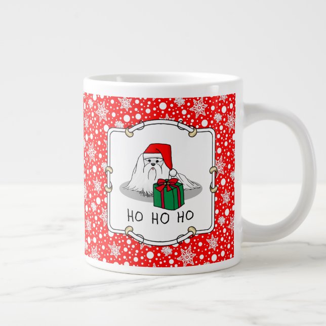 Taza De Café Gigante Navidades Santa Hat Perro maltés Cute gracioso (Derecha)