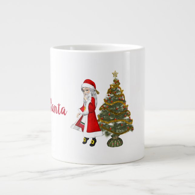 Taza De Café Gigante Navidades secretos de Santa Coffee Mug (Frente)