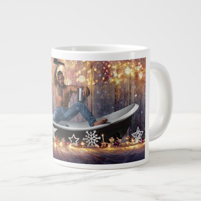 Taza De Café Gigante Navidades SlipperyJoe estrellas doradas luces moja (Derecha)