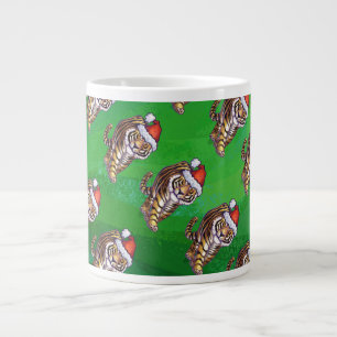 Taza De Café Gigante Navidades Tigres En Verde