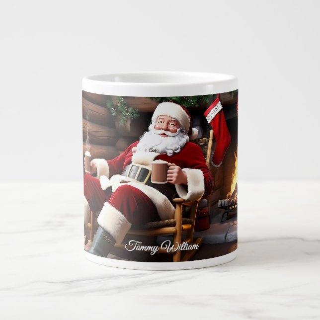 Taza De Café Gigante Navidades tradicionales de la época festiva (Frente)