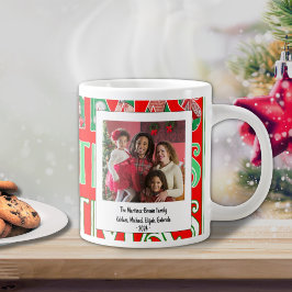 Taza De Café Gigante Navidades verdes rojos festivos personalizados fot