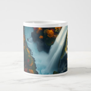 Taza De Café Gigante Navy Moderno y Pico de Montaña Abstracto en Oro – 