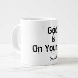 Taza De Café Gigante Negrita Moderna Blanca Nombre Fe Dios Está De Tu L