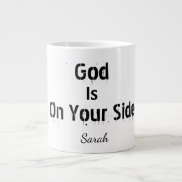 Taza De Café Gigante Negrita Moderna Blanca Nombre Fe Dios Está De Tu L