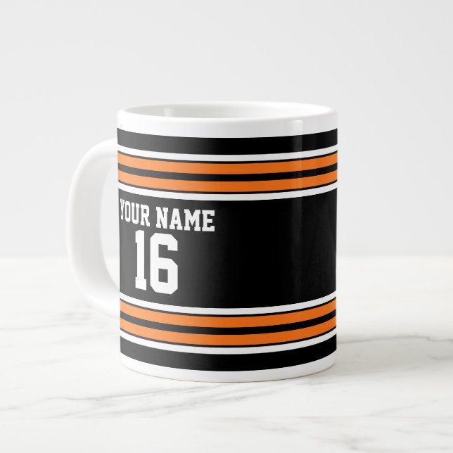 Taza De Café Gigante Negro con Naranja White Stripes Team Jersey (Izquierda)