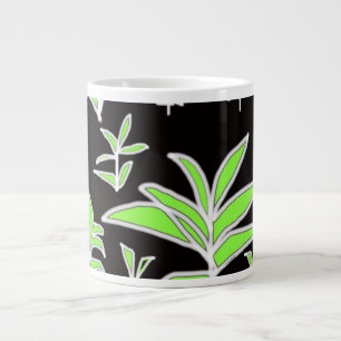 Taza De Café Gigante Negro de hoja verde