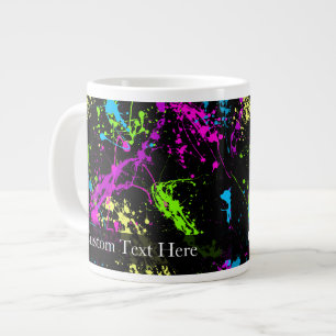 Taza De Café Gigante Negro personalizado/salpicadura de neón