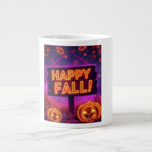 Taza De Café Gigante Neon Autumn Mug - Happy Fall Leaves