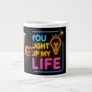 Taza De Café Gigante Neon Coffee Vibes | Tipografía brillante Mugre neg