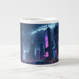 Taza De Café Gigante Neon Cyber City Mug - ¡Sumergirse en el futuro!