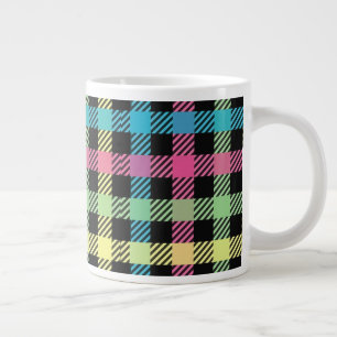 Taza De Café Gigante Neon Gingham
