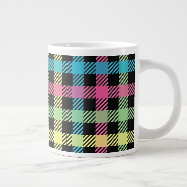 Taza De Café Gigante Neon Gingham (Derecha)