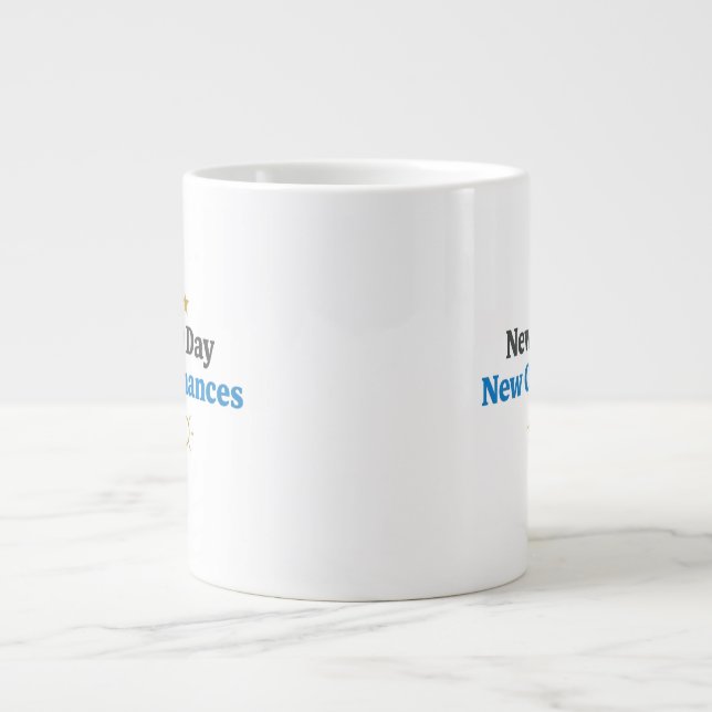 Taza De Café Gigante New Day, New Chances" Minimalist  (Frente)