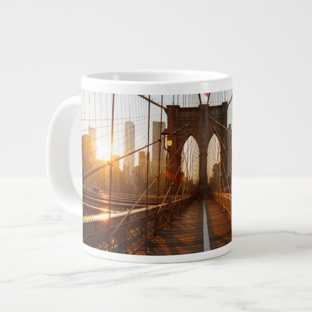 Taza De Café Gigante New York City Brooklyn Bridge Sunrise (Izquierda)