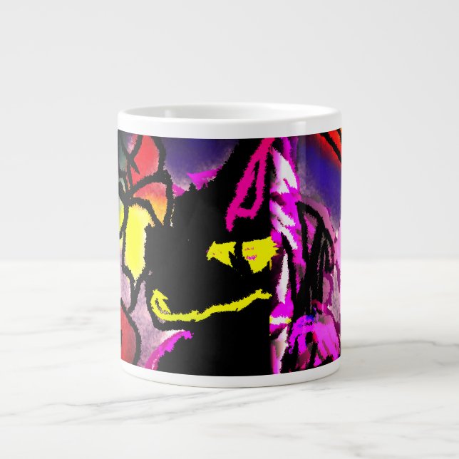 Taza De Café Gigante Niebla para gato negro (Frente)