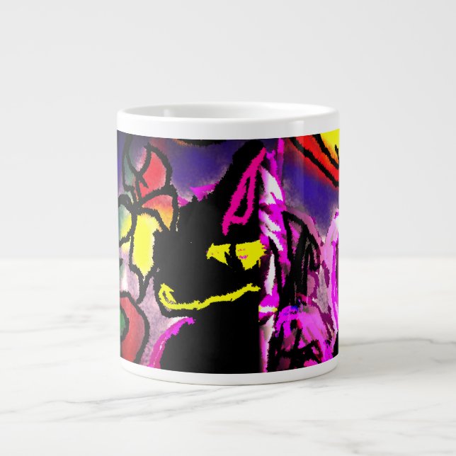 Taza De Café Gigante Niebla para gato negro (Frente)