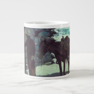Taza De Café Gigante Nieve de invierno de caballos y bovinas