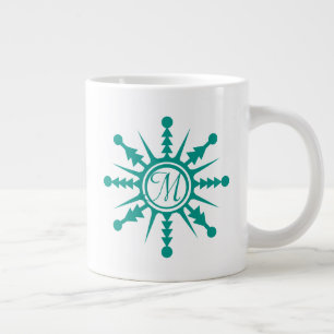 Taza De Café Gigante Nieve Geométrica Nombre Inicial