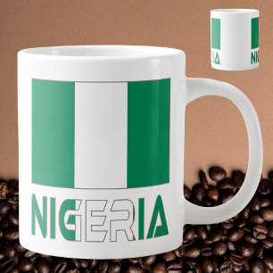 Taza De Café Gigante Nigeria con la bandera nigeriana