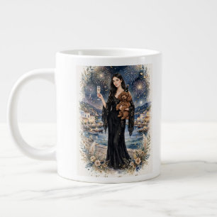 Taza De Café Gigante Niña besando a cachorro de Caniche–Mamá Caniche