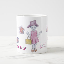 Taza De Café Gigante Niña bonita con bolso pagando disfraz
