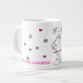 Taza De Café Gigante Niña bonita jugando a disfrazarse