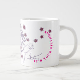 Taza De Café Gigante Niña feliz y adorable dibujando 