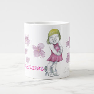 Taza De Café Gigante Niña pequeña y linda jugando a disfrazarse