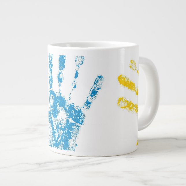 Taza De Café Gigante Niños Handprints en pintura (Derecha)
