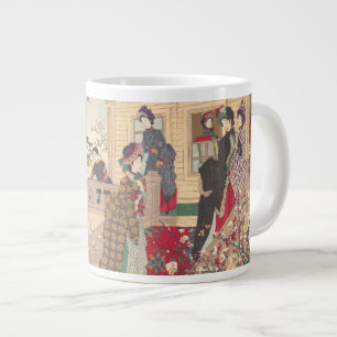 Taza De Café Gigante Niños jugando en la nieve bajo los ciruelas