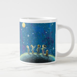 Taza De Café Gigante Niños Mirando El Cielo Nocturno