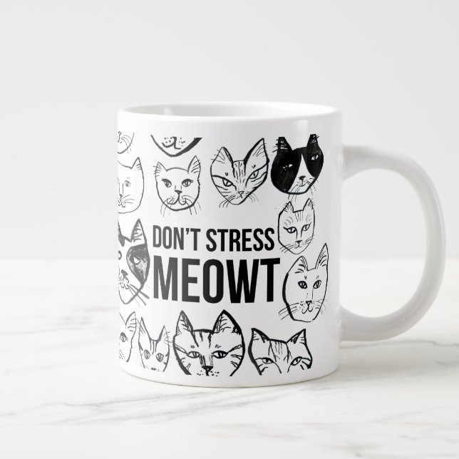 Taza De Café Gigante No enfades al gato gracioso de Meowt (Derecha)