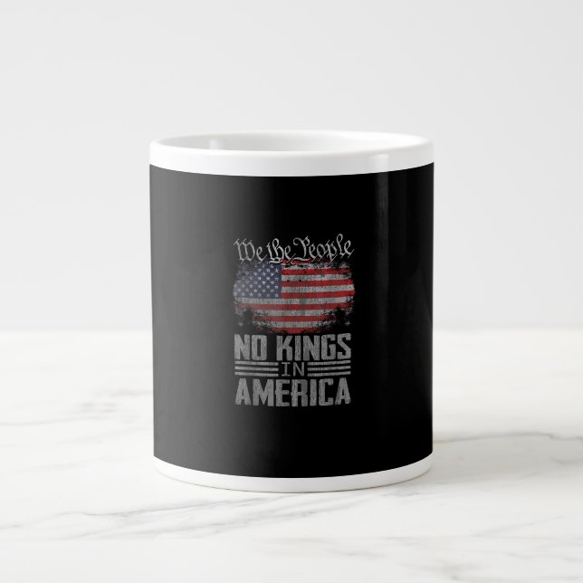 Taza De Café Gigante No Kings In America US Flag Vintage Artistic Graph (Frente)