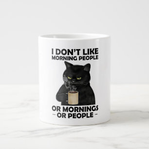 Taza De Café Gigante No me gusta la gente de la mañana o el gato gracio