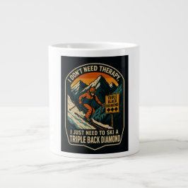 Taza De Café Gigante No necesito terapia, necesito esquiar a un negro t