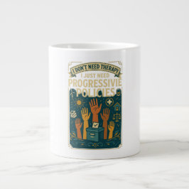 Taza De Café Gigante No necesito terapia, necesito políticas progresist