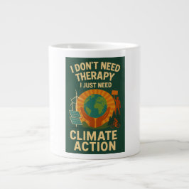 Taza De Café Gigante No necesito terapia, solo necesito acción climátic