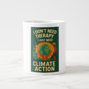 Taza De Café Gigante No necesito terapia, solo necesito acción climátic