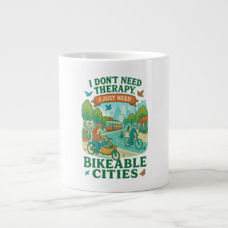 Taza De Café Gigante No necesito terapia, solo necesito ciudades bikeab