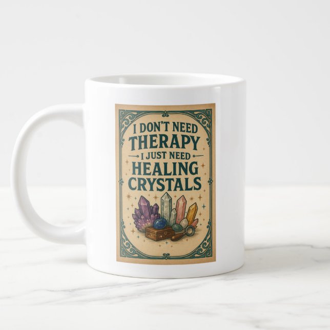 Taza De Café Gigante No necesito terapia, solo necesito cristales curat (Izquierda)