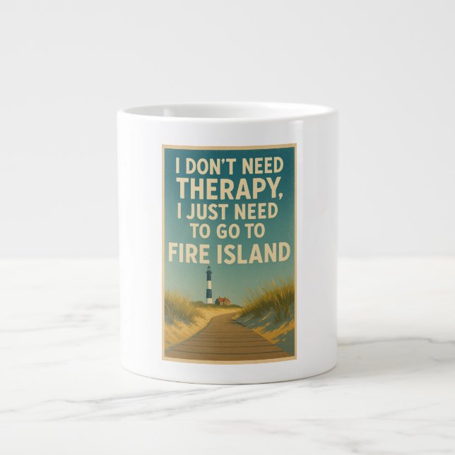 Taza De Café Gigante No necesito terapia, solo necesito Fire Island (Frente)