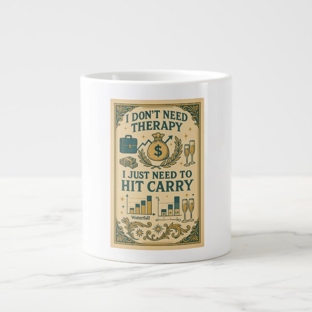 Taza De Café Gigante No necesito terapia, solo necesito golpear el tran (Frente)