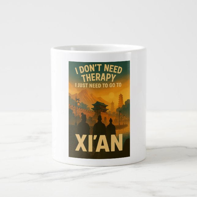 Taza De Café Gigante No necesito terapia, solo necesito ir a Xi'an (Frente)