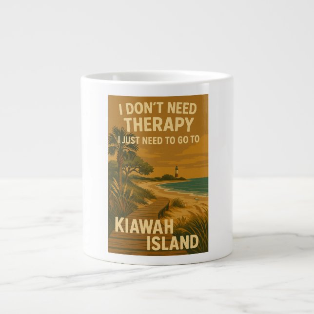 Taza De Café Gigante No necesito terapia, solo necesito isla Kiawah (Frente)