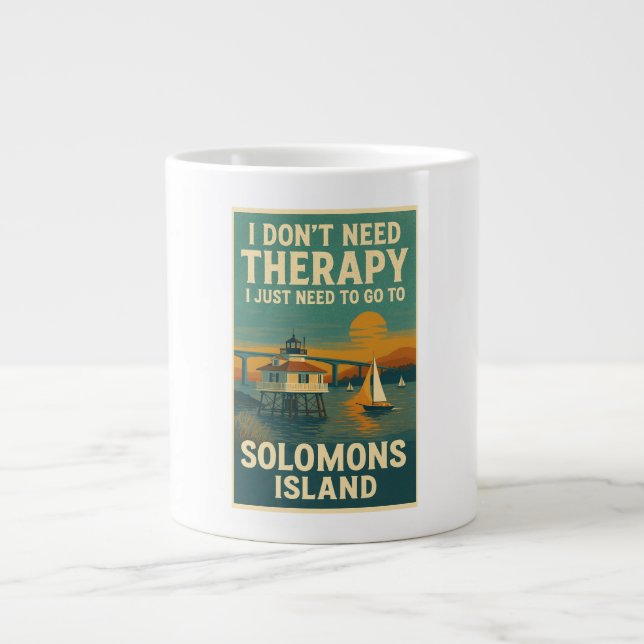 Taza De Café Gigante No necesito terapia, solo necesito isla Solomons (Frente)