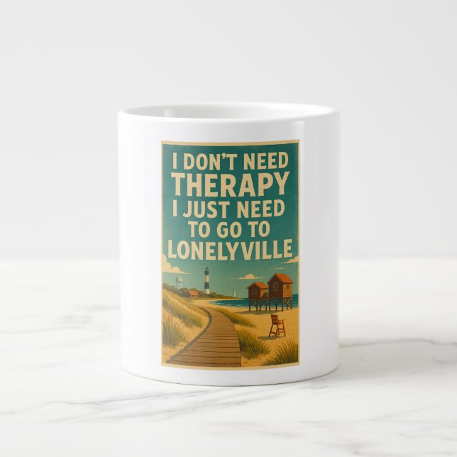 Taza De Café Gigante No necesito terapia, solo necesito Lonelyville (Frente)